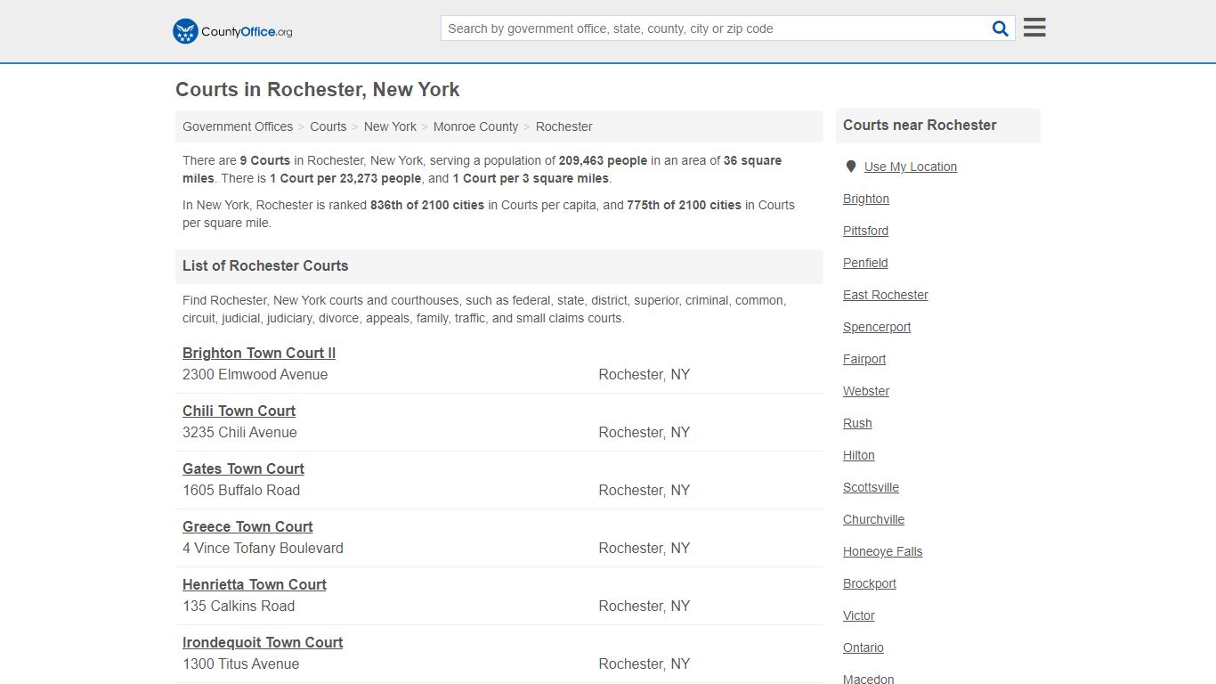 Courts - Rochester, NY (Court Records & Calendars)